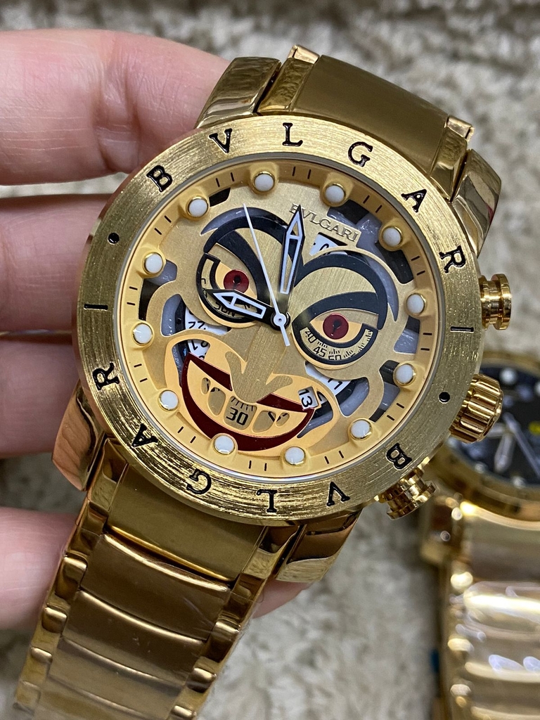 Relógio masculino Bvlgari Coringa Dorado Branco Gold Serie 6 Douradol c/ caixa a prova dagua